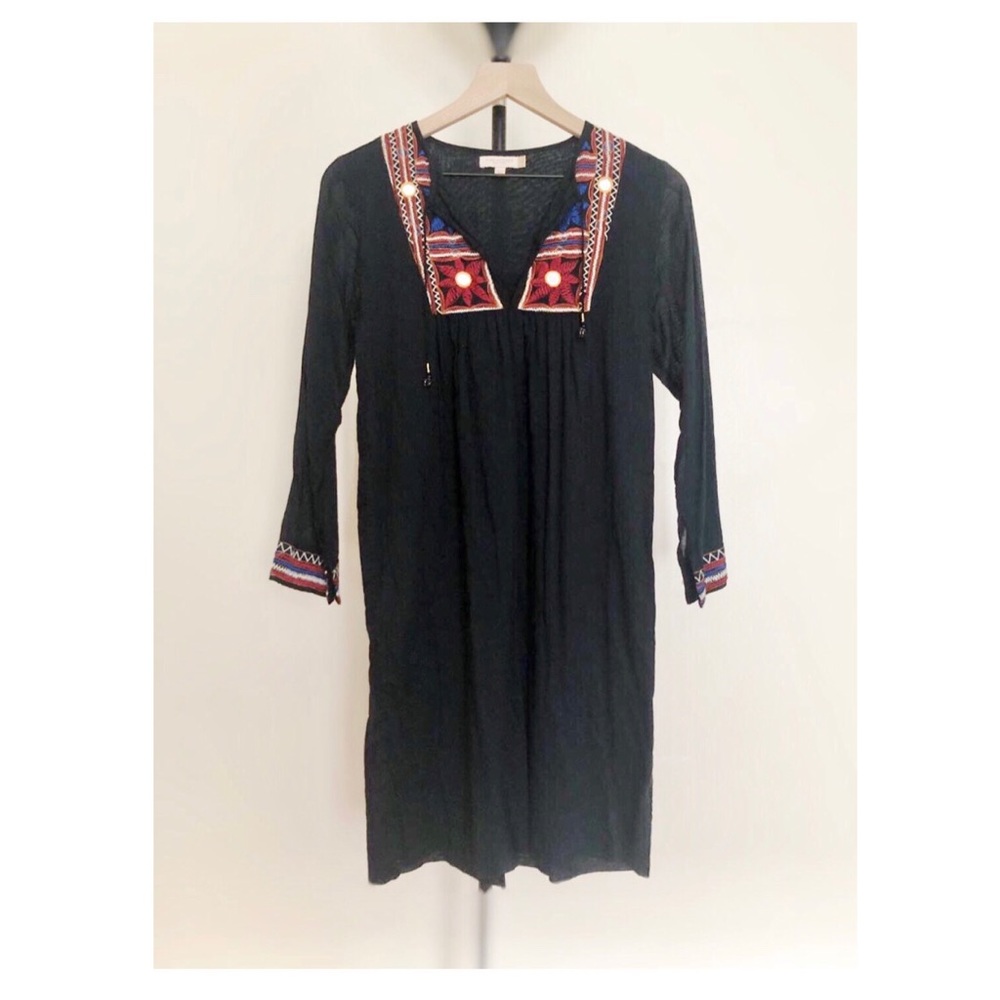 Pink Chicken Embroidered Shift Dress